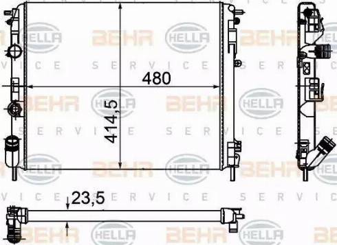 BEHR HELLA Service 8MK 376 755-341 - Радиатор, охлаждение двигателя autospares.lv