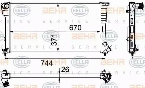 BEHR HELLA Service 8MK 376 755-351 - Радиатор, охлаждение двигателя autospares.lv