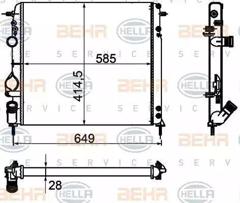 BEHR HELLA Service 8MK 376 755-361 - Радиатор, охлаждение двигателя autospares.lv