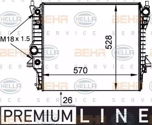 BEHR HELLA Service 8MK 376 764-361 - Радиатор, охлаждение двигателя autospares.lv