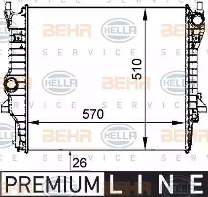 BEHR HELLA Service 8MK 376 764-371 - Радиатор, охлаждение двигателя autospares.lv