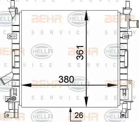 BEHR HELLA Service 8MK 376 764-251 - Радиатор, охлаждение двигателя autospares.lv