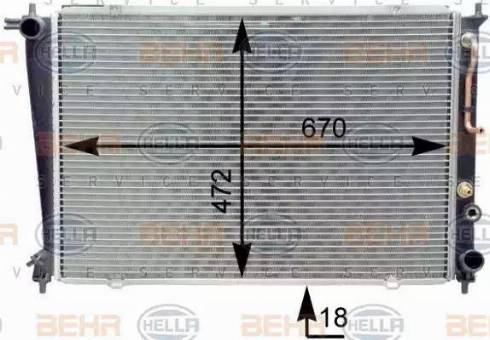 BEHR HELLA Service 8MK 376 763-101 - Радиатор, охлаждение двигателя autospares.lv