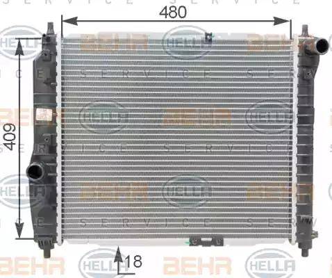 BEHR HELLA Service 8MK 376 762-641 - Радиатор, охлаждение двигателя autospares.lv