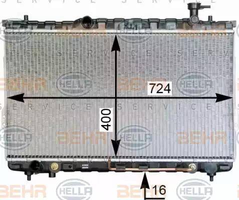 BEHR HELLA Service 8MK 376 762-344 - Радиатор, охлаждение двигателя autospares.lv