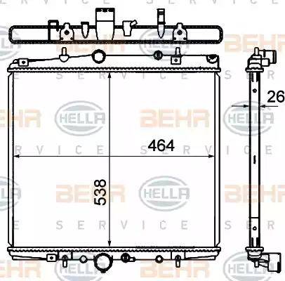 BEHR HELLA Service 8MK 376 767-111 - Радиатор, охлаждение двигателя autospares.lv