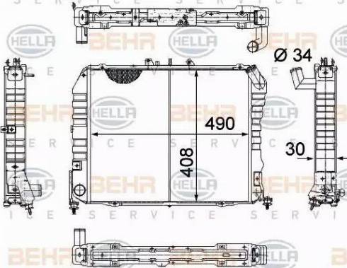 BEHR HELLA Service 8MK 376 705-701 - Радиатор, охлаждение двигателя autospares.lv