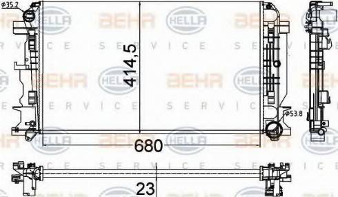 BEHR HELLA Service 8MK 376 701-361 - Радиатор, охлаждение двигателя autospares.lv