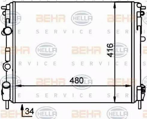 BEHR HELLA Service 8MK 376 701-704 - Радиатор, охлаждение двигателя autospares.lv