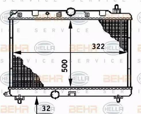 BEHR HELLA Service 8MK 376 708-591 - Радиатор, охлаждение двигателя autospares.lv