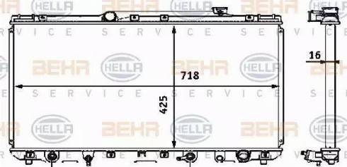 BEHR HELLA Service 8MK 376 708-361 - Радиатор, охлаждение двигателя autospares.lv