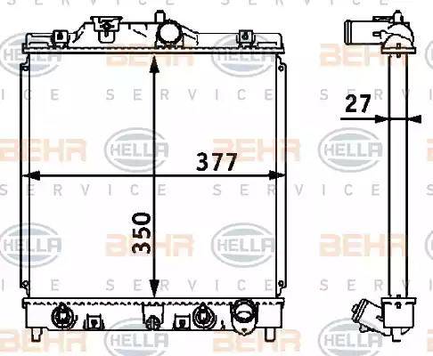 BEHR HELLA Service 8MK 376 708-381 - Радиатор, охлаждение двигателя autospares.lv