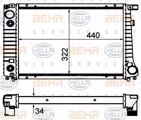 BEHR HELLA Service 8MK 376 703-024 - Радиатор, охлаждение двигателя autospares.lv