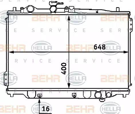 BEHR HELLA Service 8MK 376 707-421 - Радиатор, охлаждение двигателя autospares.lv