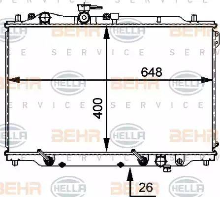 BEHR HELLA Service 8MK 376 707-531 - Радиатор, охлаждение двигателя autospares.lv