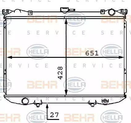 BEHR HELLA Service 8MK 376 707-521 - Радиатор, охлаждение двигателя autospares.lv