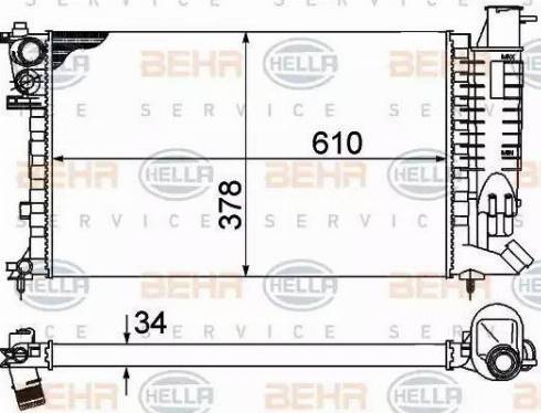 BEHR HELLA Service 8MK 376 707-021 - Радиатор, охлаждение двигателя autospares.lv