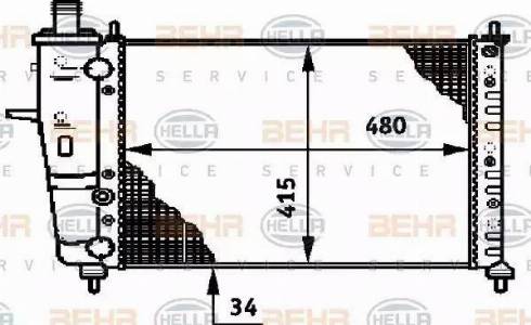 BEHR HELLA Service 8MK 376 719-531 - Радиатор, охлаждение двигателя autospares.lv