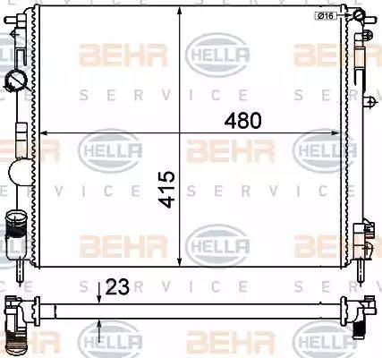 BEHR HELLA Service 8MK 376 719-691 - Радиатор, охлаждение двигателя autospares.lv