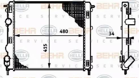 BEHR HELLA Service 8MK 376 719-681 - Радиатор, охлаждение двигателя autospares.lv