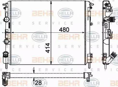 BEHR HELLA Service 8MK 376 719-671 - Радиатор, охлаждение двигателя autospares.lv