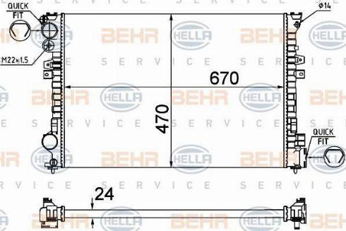 BEHR HELLA Service 8MK 376 719-235 - Радиатор, охлаждение двигателя autospares.lv