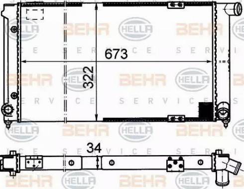 BEHR HELLA Service 8MK 376 714-511 - Радиатор, охлаждение двигателя autospares.lv