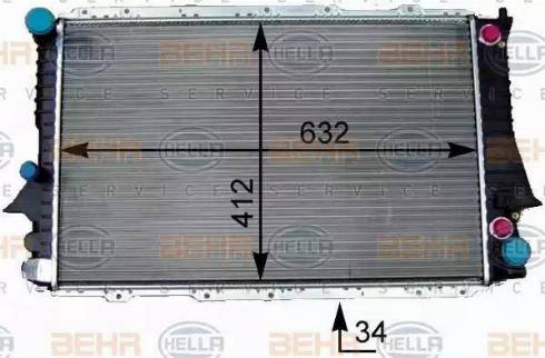 BEHR HELLA Service 8MK 376 714-001 - Радиатор, охлаждение двигателя autospares.lv