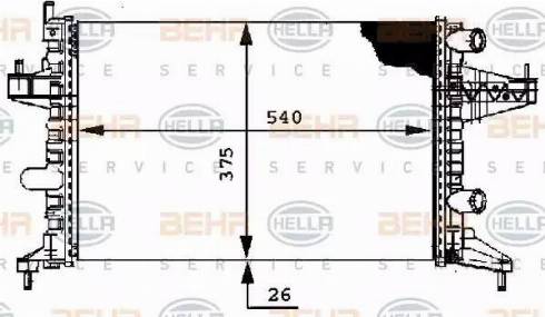 BEHR HELLA Service 8MK 376 714-344 - Радиатор, охлаждение двигателя autospares.lv