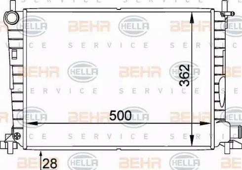 BEHR HELLA Service 8MK 376 714-241 - Радиатор, охлаждение двигателя autospares.lv