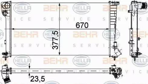 BEHR HELLA Service 8MK 376 715-524 - Радиатор, охлаждение двигателя autospares.lv