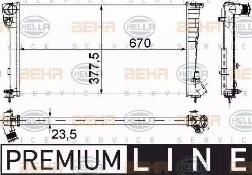 BEHR HELLA Service 8MK 376 715-521 - Радиатор, охлаждение двигателя autospares.lv