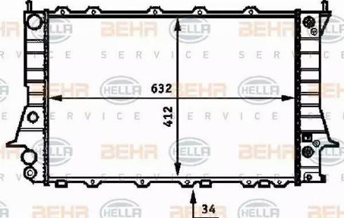 BEHR HELLA Service 8MK 376 715-081 - Радиатор, охлаждение двигателя autospares.lv