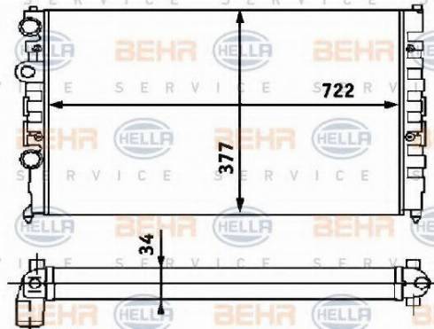 BEHR HELLA Service 8MK 376 715-171 - Радиатор, охлаждение двигателя autospares.lv