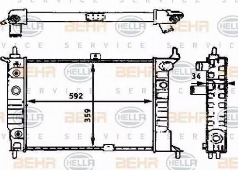 BEHR HELLA Service 8MK 376 715-311 - Радиатор, охлаждение двигателя autospares.lv