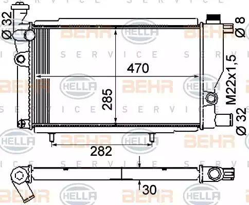 BEHR HELLA Service 8MK 376 715-384 - Радиатор, охлаждение двигателя autospares.lv