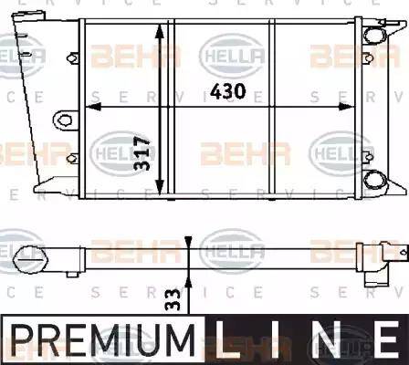 BEHR HELLA Service 8MK 376 715-291 - Радиатор, охлаждение двигателя autospares.lv