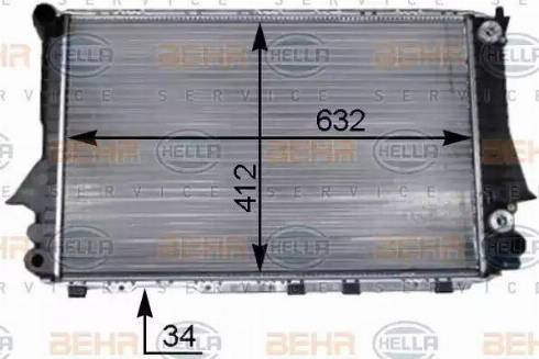 BEHR HELLA Service 8MK 376 715-264 - Радиатор, охлаждение двигателя autospares.lv