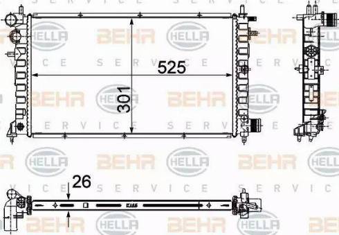 BEHR HELLA Service 8MK 376 716-461 - Радиатор, охлаждение двигателя autospares.lv