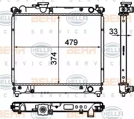 BEHR HELLA Service 8MK 376 716-411 - Радиатор, охлаждение двигателя autospares.lv