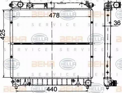 BEHR HELLA Service 8MK 376 716-431 - Радиатор, охлаждение двигателя autospares.lv