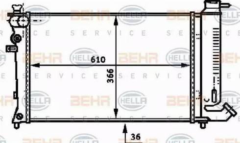 BEHR HELLA Service 8MK 376 716-581 - Радиатор, охлаждение двигателя autospares.lv