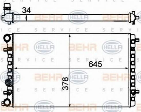 BEHR HELLA Service 8MK 376 716-614 - Радиатор, охлаждение двигателя autospares.lv