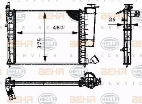 BEHR HELLA Service 8MK 376 716-631 - Радиатор, охлаждение двигателя autospares.lv