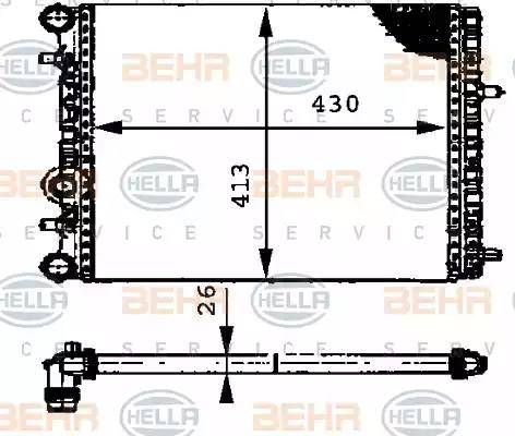 BEHR HELLA Service 8MK 376 716-234 - Радиатор, охлаждение двигателя autospares.lv