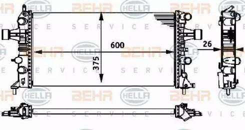 BEHR HELLA Service 8MK 376 710-664 - Радиатор, охлаждение двигателя autospares.lv