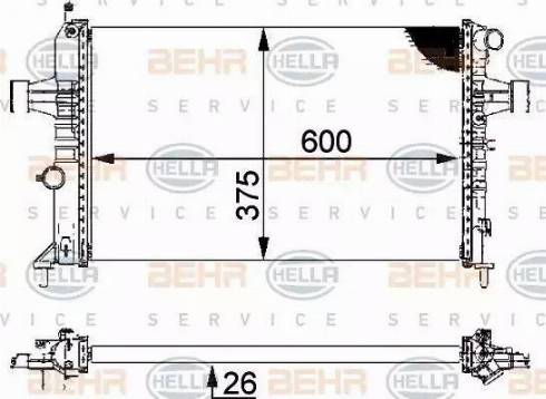 BEHR HELLA Service 8MK 376 710-314 - Радиатор, охлаждение двигателя autospares.lv