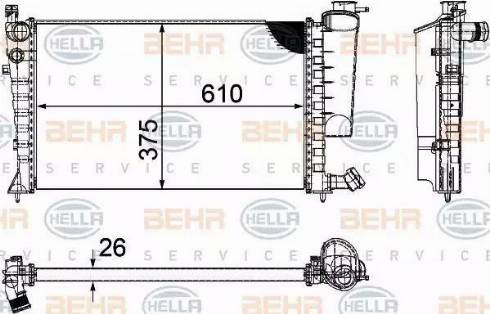 BEHR HELLA Service 8MK 376 710-264 - Радиатор, охлаждение двигателя autospares.lv