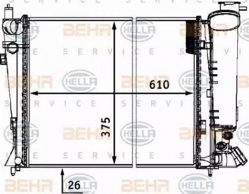 BEHR HELLA Service 8MK 376 711-491 - Радиатор, охлаждение двигателя autospares.lv