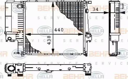 BEHR HELLA Service 8MK 376 711-571 - Радиатор, охлаждение двигателя autospares.lv